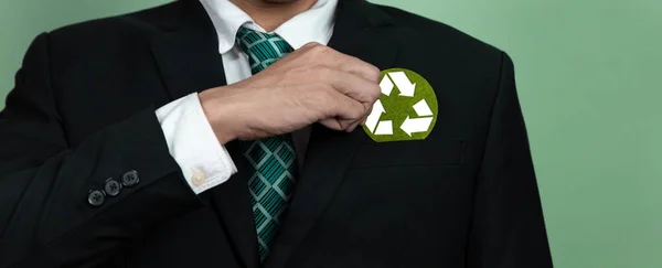 Corporate Bevordering Van Duurzame Groene Business Concept Met Zakenman Het — Stockfoto