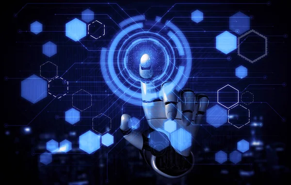 Απόδοση Τεχνητή Νοημοσύνη Έρευνα Της Ανάπτυξης Ρομπότ Και Cyborg Για — Φωτογραφία Αρχείου