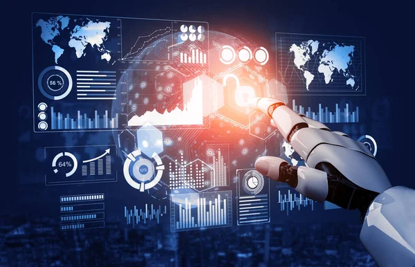 Renderelés Futurisztikus Robot Technológia Fejlesztés Mesterséges Intelligencia Gépi Tanulás Koncepció — Stock Fotó