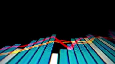 Yakın çekim makro çekim grafiği LED ekranda, büyüme grafiğini ekonomik patlama ya da boğa piyasa noktası konsepti olarak gösteriyor. Finansal yatırım için uygun pozitif borsa.