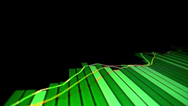 Розкриття Макросекторного Руху Стокового Графа Відображається Світлодіоджеребному Екрані Показує Зростання — стокове відео