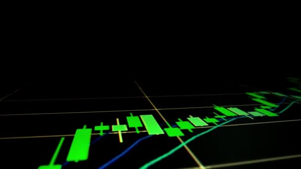 Closeup Macro Shot Movement Stock Graph Displayed Led Screen Showing — Stock Video