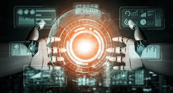 Rendering Kunstig Intelligens Forskning Robot Kyborg Utvikling Fremtiden Mennesker Som – stockfoto