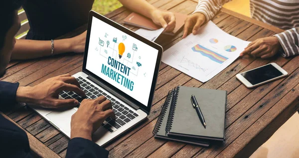 Content Marketing Voor Modish Online Business Commerce Marketing Strategie — Stockfoto