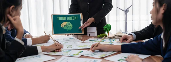 Green Business Company Meeting Environmental Awareness Ecological Protection Regulation Implementing — Stock Photo, Image