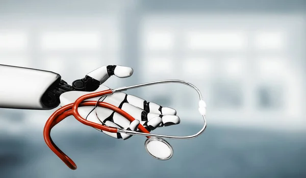 Poskytování Lékařské Umělé Inteligence Robot Pracuje Budoucí Nemocnici Futuristická Protetická — Stock fotografie