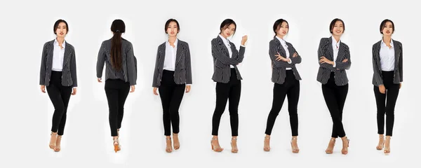 Diferente Pose Misma Mujer Asiática Retrato Cuerpo Completo Conjunto Sobre — Foto de Stock