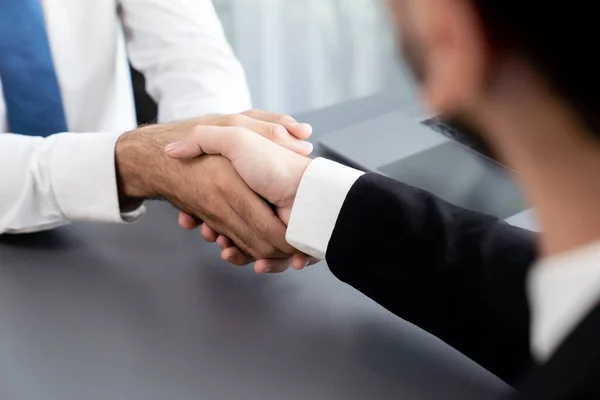 Business Partnership Meeting Successful Trade Agreement Handshake Greeting Corporate Office — Stock Photo, Image