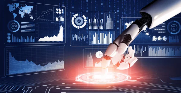 Vykreslování Futuristického Vývoje Robotické Technologie Umělé Inteligence Koncepce Strojového Učení — Stock fotografie