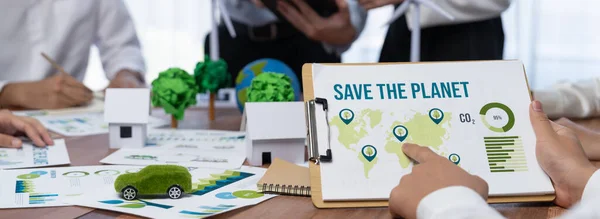 Grünes Unternehmenstreffen Über Umweltbewusstsein Und Umweltschutzbestimmungen Zur Umsetzung Zur Verringerung — Stockfoto