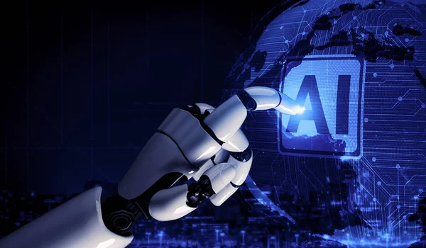 Visualización Inteligencia Artificial Investigación Del Desarrollo Robots Cyborg Para Futuro —  Fotos de Stock