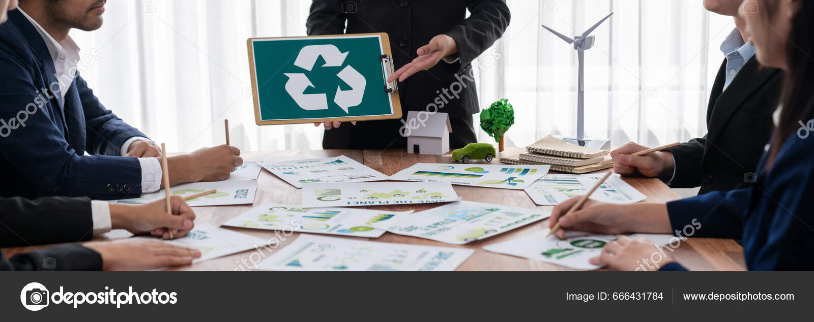 Group Business People Planning Discussing Recycle Reduce Reuse Policy ...