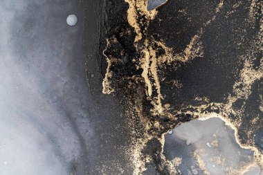 Mermer mürekkep soyut sanatının orijinal resmi. Örnek bir orjinal tablodan yüksek çözünürlüklü fotoğraf. Karargah kağıt dokusuna pürüzsüz mermer desen oluşturmak için soyut resim yapıldı.