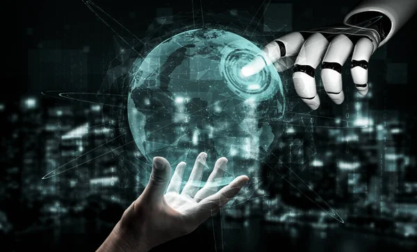 Renderização Inteligência Artificial Pesquisa Robô Desenvolvimento Ciborgue Para Futuro Das — Fotografia de Stock