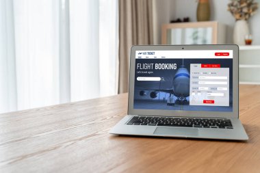 Online uçuş rezervasyon sitesi mod rezervasyon sistemi sağlar. Seyahat teknolojisi kavramı .