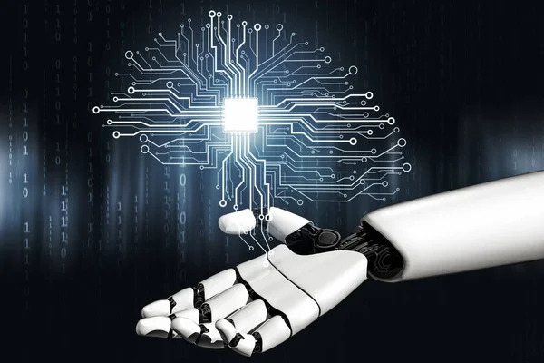 Разработка Технологии Рендеринга Футуристических Роботов Искусственного Интеллекта Концепции Машинного Обучения — стоковое фото