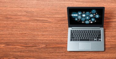 CRM işletme ve işletme için modern bilgisayarda müşteri ilişkileri yönetim sistemi