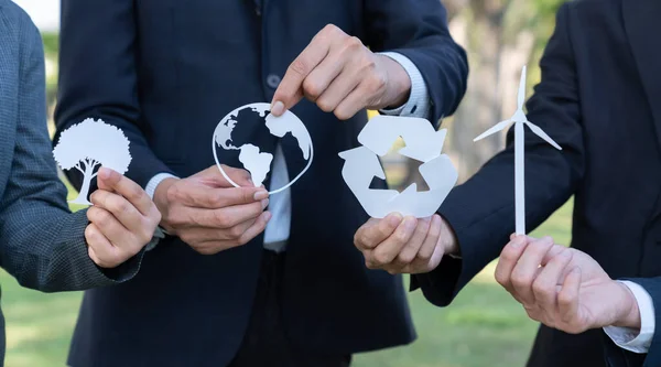 Business People Holding Eco Alternative Energy Recycle Icon Csr Corporate — Stock Photo, Image