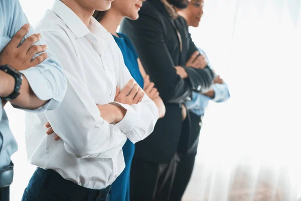 Diverse Group Professional Business People Stand Line Cross Arm Gesture — Stock Photo, Image
