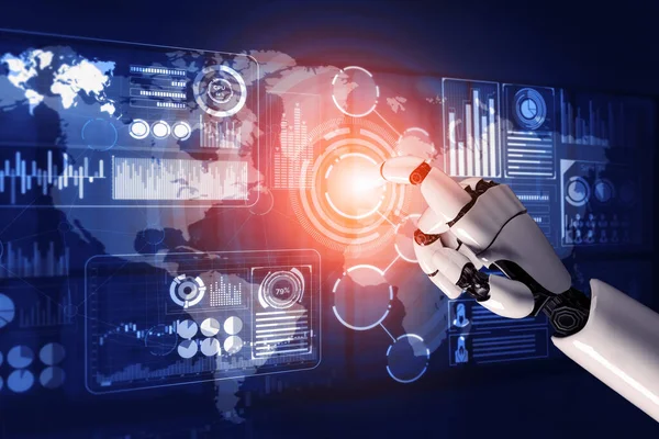 Rendering Futuristic Розробка Технології Роботів Штучний Інтелект Концепція Машинного Навчання — стокове фото