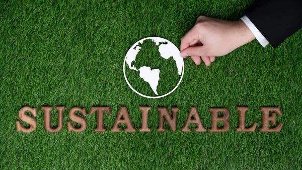 Környezeti Szempontból Fenntartható Környezettudatos Kampány Szöveges Üzenettel Kézzel Biofil Zöld — Stock Fotó
