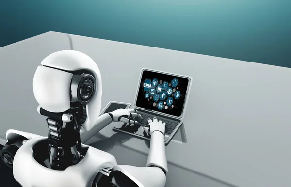 Robot Pomocą Oprogramowania Komputerowego Myślenia Modish Sztucznej Inteligencji System Uczenia — Zdjęcie stockowe