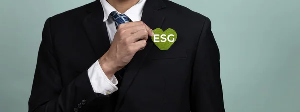 Vállalati Támogatás Fenntartható Környezetbarát Üzleti Koncepció Esg Szimbólummal Rendelkező Üzletemberrel — Stock Fotó