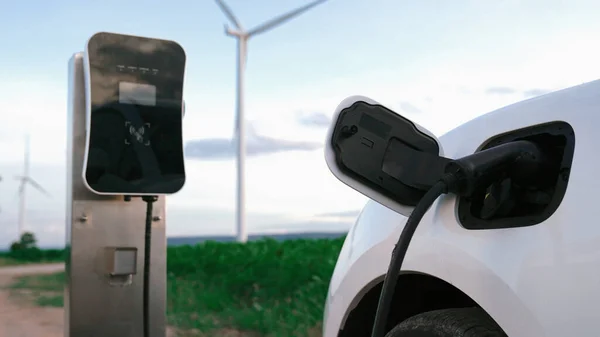 Progressive Future Energy Infrastructure Concept Electric Vehicle Being Charged Charging — Stock Photo, Image