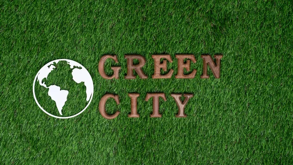 环保意识运动展示绿色城市生态图标背景的生物亲和力信息 促进可持续和更绿色未来的环境社会治理理念 — 图库照片