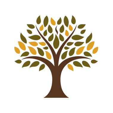 Basit bir ağaç logosu. Ağaç 2B basit vektör çizim biçimi.