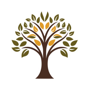 Basit bir ağaç logosu. Ağaç 2B basit vektör çizim biçimi.