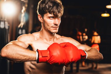 Boks dövüşçüsü pozu, Kafkasyalı boksör elini ya da yumruğunu kameranın önüne koydu agresif bir duruş sergiledi ve spor salonunda kum torbası ve boks malzemeleriyle dövüşmeye hazır hale geldi. Impetus