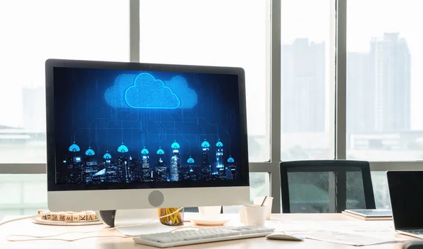 Cloud Computing Software Für Modische Fernarbeit Und Persönliche Datenspeicherung — Stockfoto