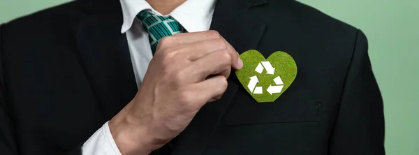 Corporate Promoting Sustainable Green Business Concept Businessman Holding Recycle Symbol — Stock Photo, Image