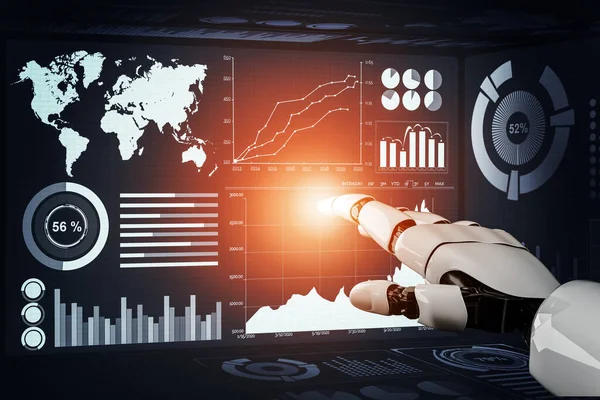 Renderelés Futurisztikus Robot Technológia Fejlesztés Mesterséges Intelligencia Gépi Tanulás Koncepció — Stock Fotó