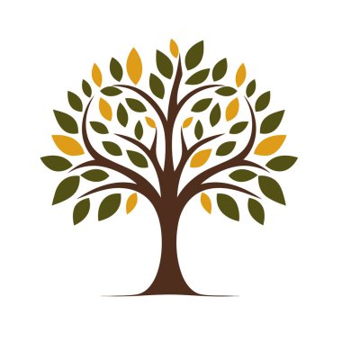 Basit bir ağaç logosu. Ağaç 2B basit vektör çizim biçimi.