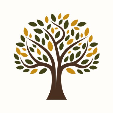 Basit bir ağaç logosu. Ağaç 2B basit vektör çizim biçimi.