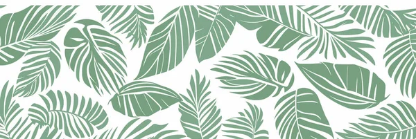 Luxo Verde Natureza Vetor Fundo Branco Padrão Floral Artes Linha — Vetor de Stock