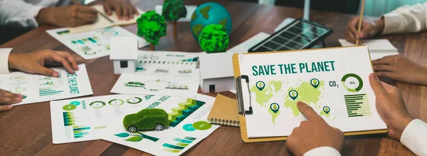 Gröna Företag Möte Miljömedvetenhet Och Ekologisk Skyddsförordning Genomföra För Att — Stockfoto
