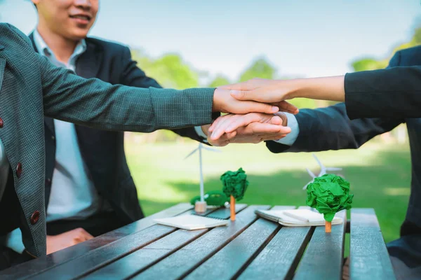 Business People Join Hand Together Teamwork Unity Outdoor Business Meeting — Stock Photo, Image