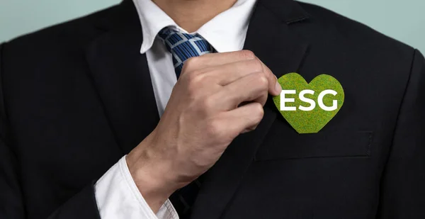 Corporate Promuovere Concetto Business Sostenibile Verde Con Imprenditore Possesso Carta — Foto Stock