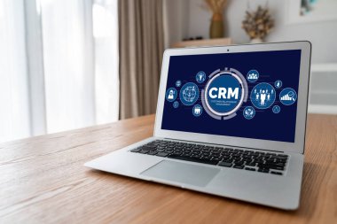 CRM işletme ve işletme için modern bilgisayarda müşteri ilişkileri yönetim sistemi