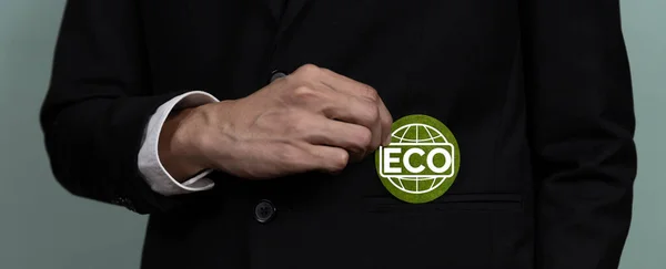 Co2排出ゼロのクリーンエネルギーを活用した環境保全への取り組みとして Ecoシンボルペーパー を開催し 持続可能でグリーンな事業コンセプトを推進しています Alter — ストック写真