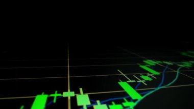 Yakın çekim makro çekim grafiği LED ekranda, büyüme grafiğini ekonomik patlama ya da boğa piyasa noktası konsepti olarak gösteriyor. Finansal yatırım için uygun pozitif borsa.
