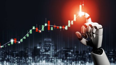 3D Rending Futuristic robot teknolojisi geliştirme, yapay zeka yapay zeka ve makine öğrenme konsepti. Gelecekteki insan hayatı için küresel robot biyonik bilim araştırması. 3B illüstrasyon