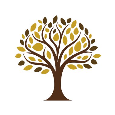 Basit bir ağaç logosu. Ağaç 2B basit vektör çizim biçimi.