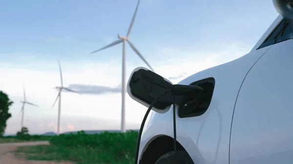 Postępowa Koncepcja Przyszłej Infrastruktury Energetycznej Pojazdów Elektrycznych Ładowanych Stacji Ładowania — Zdjęcie stockowe