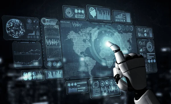 Visualización Inteligencia Artificial Investigación Del Desarrollo Robots Cyborg Para Futuro — Foto de Stock