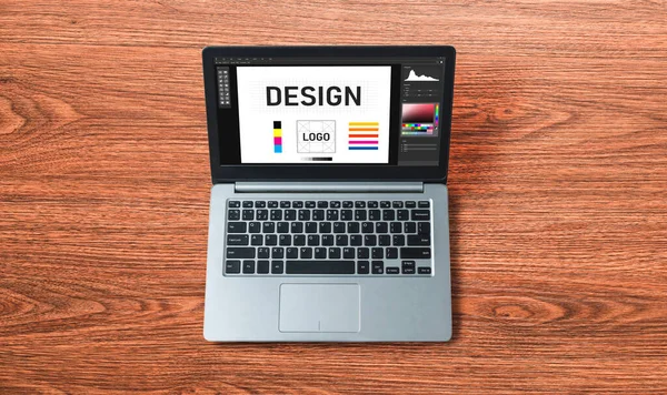 Software Designer Gráfico Para Design Moderno Página Web Anúncios Comerciais — Fotografia de Stock