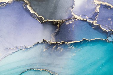 Mermer mürekkep soyut sanatının orijinal resmi. Örnek bir orjinal tablodan yüksek çözünürlüklü fotoğraf. Karargah kağıt dokusuna pürüzsüz mermer desen oluşturmak için soyut resim yapıldı.